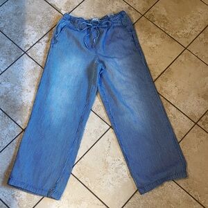 Women’s Blue Pinstripe Drawstring Jeans